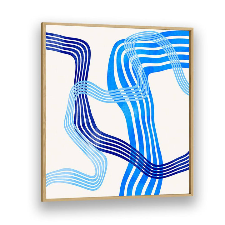 Elegant blue lines flow through the canvas in BLUE ABSTRACT KOPIE IV, a captivating piece by Ana Rut Bre, perfect for wall decor.