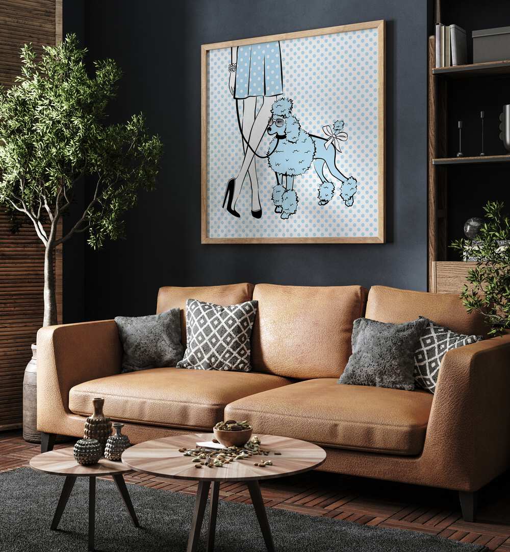 Stylish BLUE DOT DOG, FASHION POSTERS by Martina adds creativity and whimsy to your space with vibrant colors.