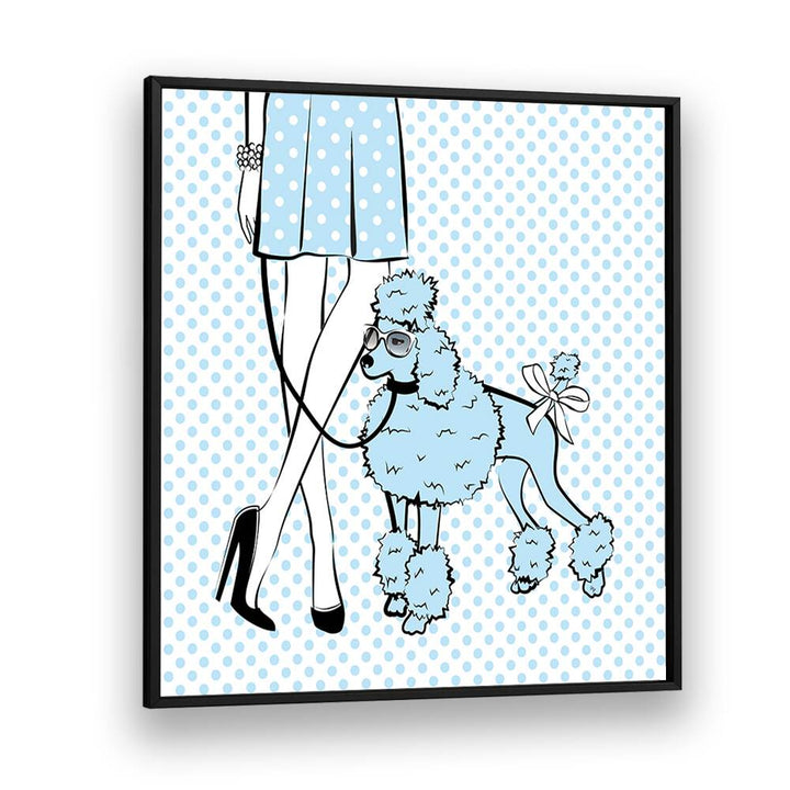 Vibrant BLUE DOT DOG, FASHION POSTERS by Martina adds creativity and whimsy to your space in a stylish black frame.