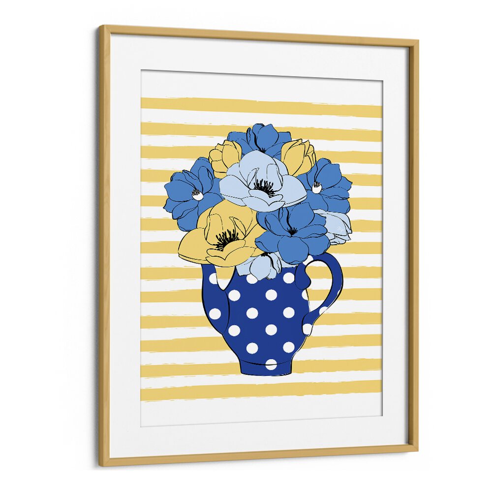 Brighten your space with BLUE FLOWERS, FLORAL FLOWER PAINTINGS by Martina, showcasing serene blue blooms in a charming vase.