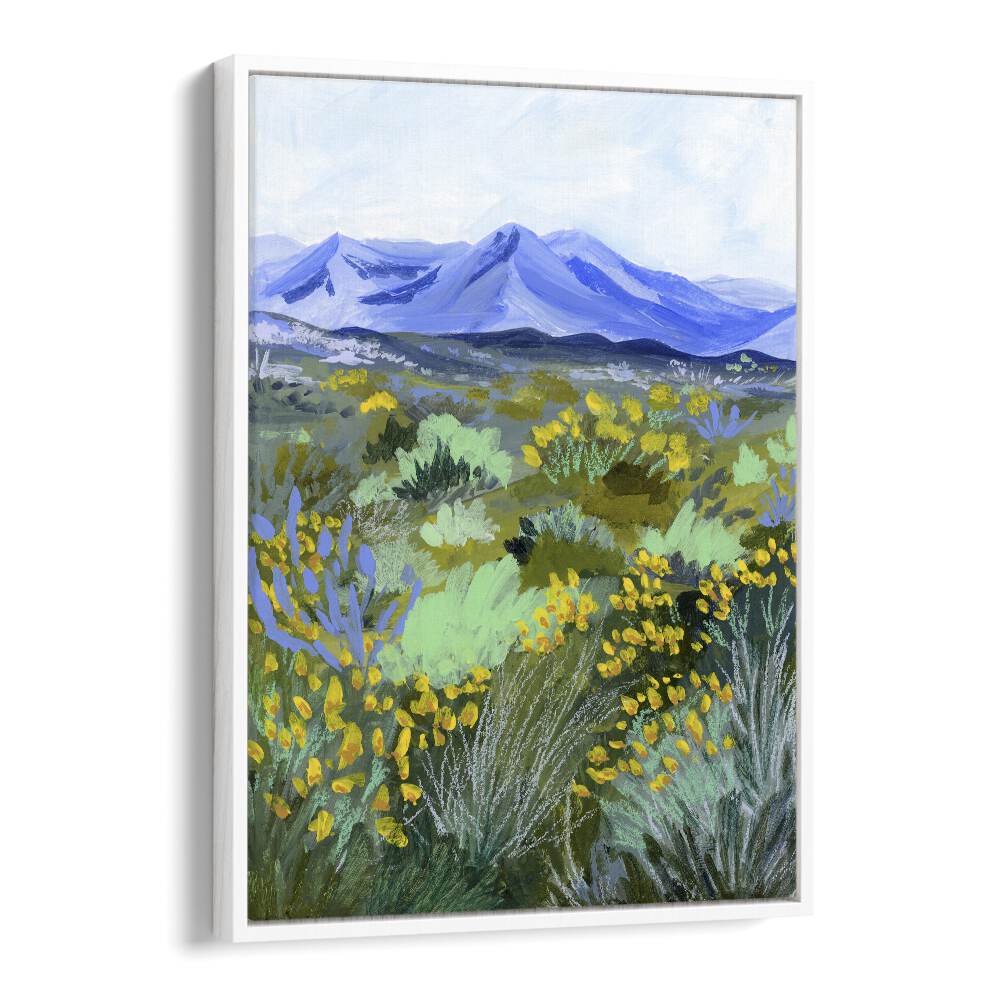 Captivating BLUE VALLEY, LANDSCAPE PAINTINGS by Sarah Gesek, showcasing vibrant flora and majestic mountains.