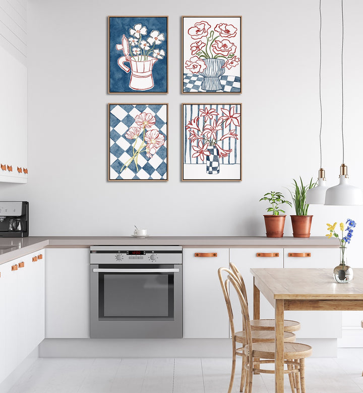 Elevate your decor with the BLUE FLORAL BOTANICAL GALLERY WALL, GALLERY WALLS featuring elegant framed prints.