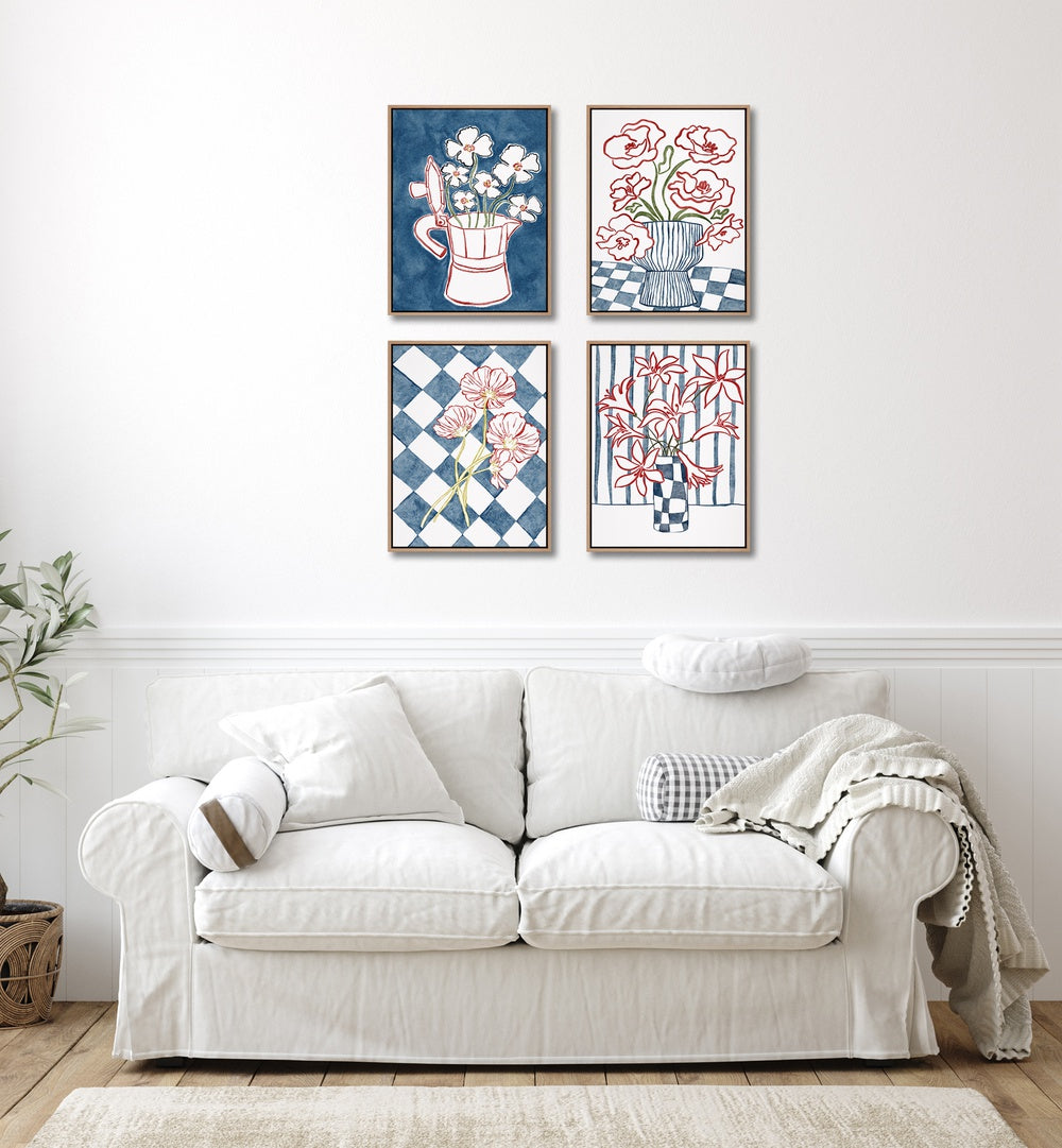 Elevate your decor with the BLUE FLORAL BOTANICAL GALLERY WALL, GALLERY WALLS featuring elegant framed prints.