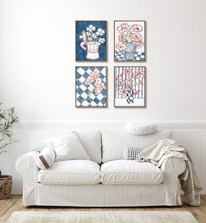 Elevate your decor with the BLUE FLORAL BOTANICAL GALLERY WALL, GALLERY WALLS featuring elegant framed prints.