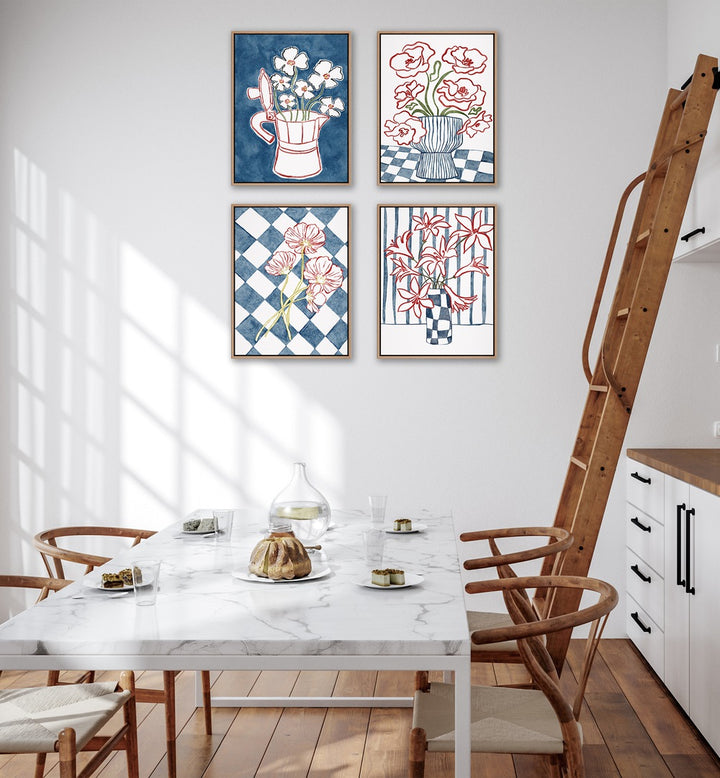 Blue Floral Botanical Gallery Wall adds elegance to any room with stunning framed art prints for stylish gallery walls.