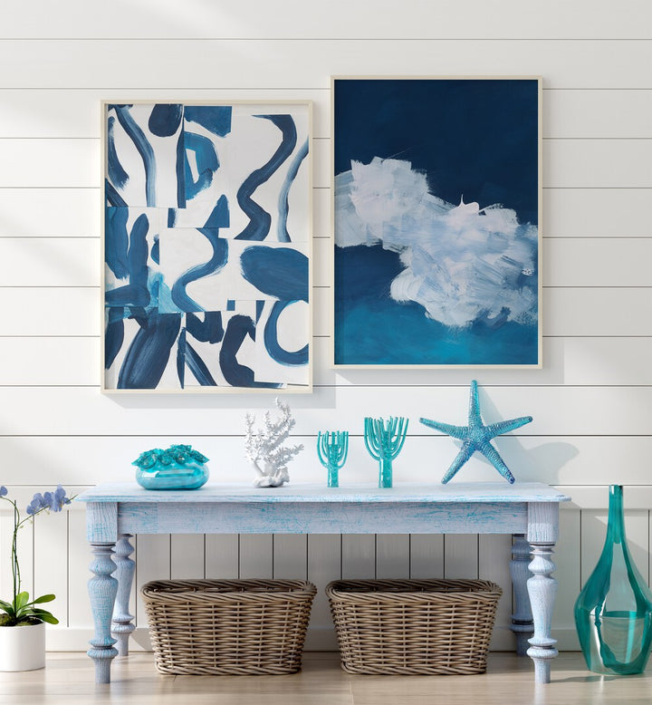Transform your space with the BLUE NOSTALGIA GALLERY WALL, GALLERY WALLS featuring serene vintage blue artwork.