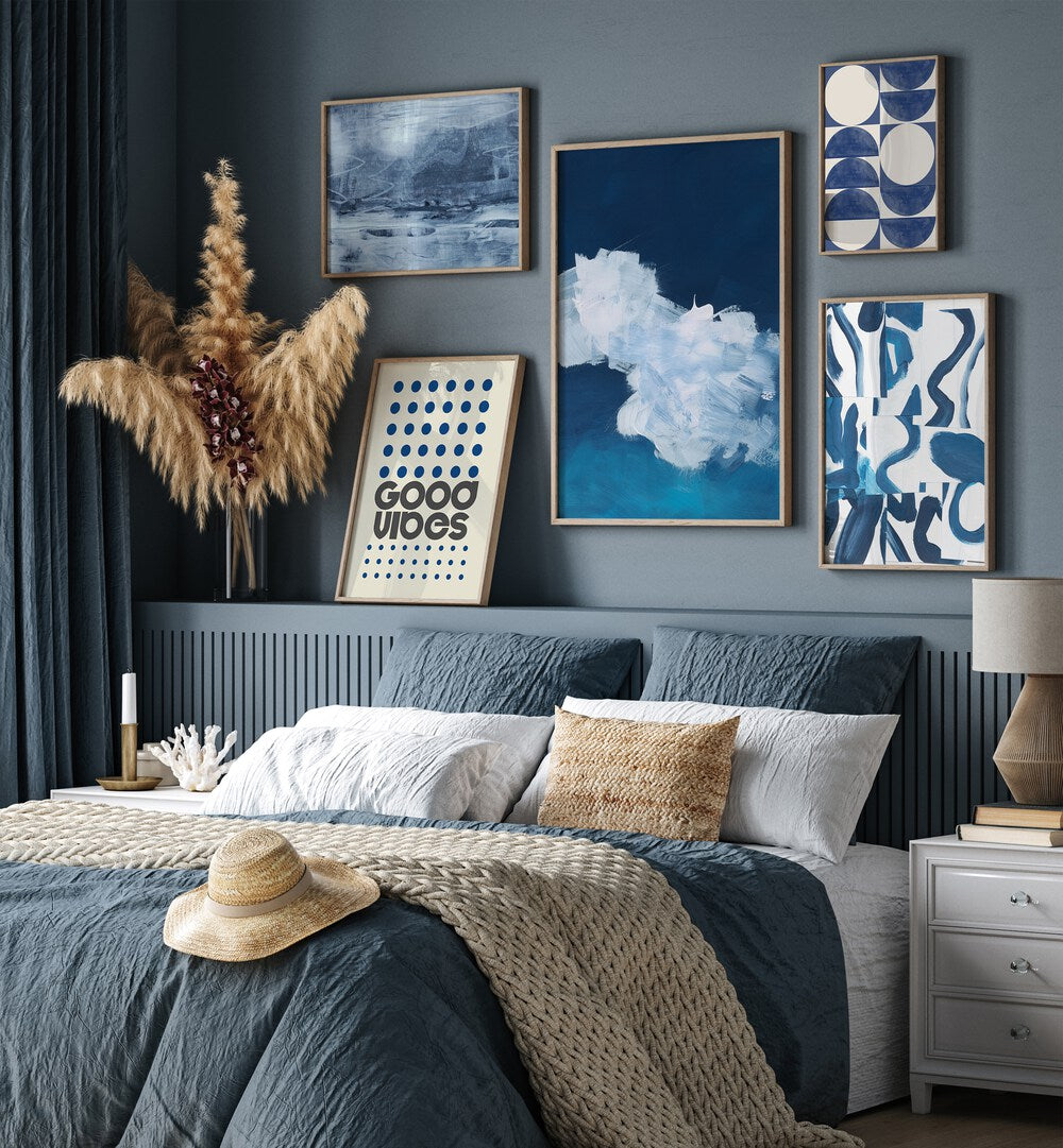 Transform your space with the BLUE NOSTALGIA GALLERY WALL, GALLERY WALLS featuring serene vintage blue artwork.