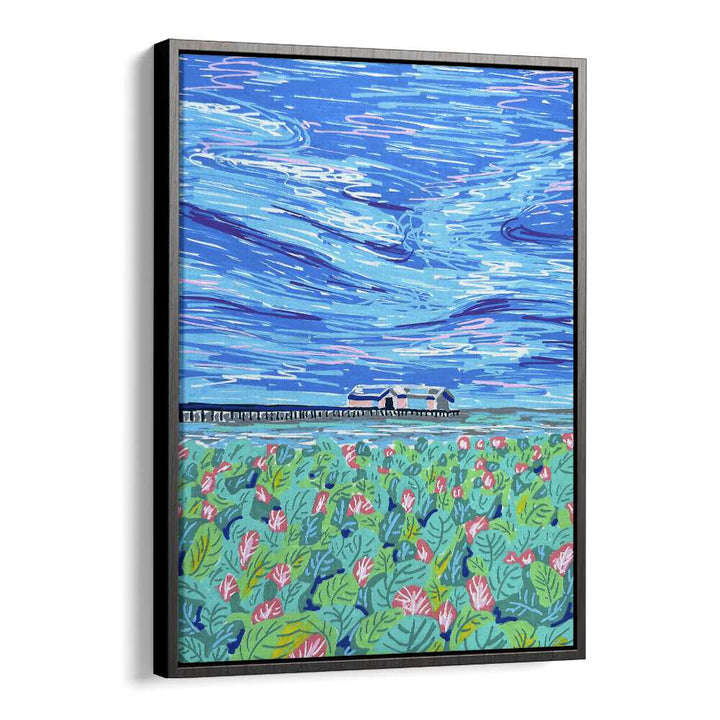 Boathouse By Key And Sea Creative Landscape Art Print in Black Floater Frame