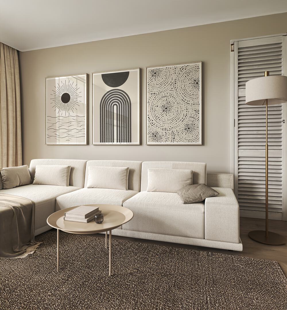 Elevate your space with BOHO PATTERNS, SET OF 3 PAINTINGS, featuring serene coastal designs for a chic look.