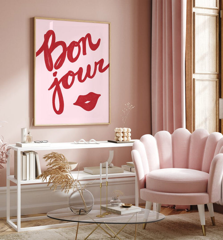 Stylish BONJOUR LIP, QUOTES poster by Athene Fritsch, perfect for enhancing your home or office decor.