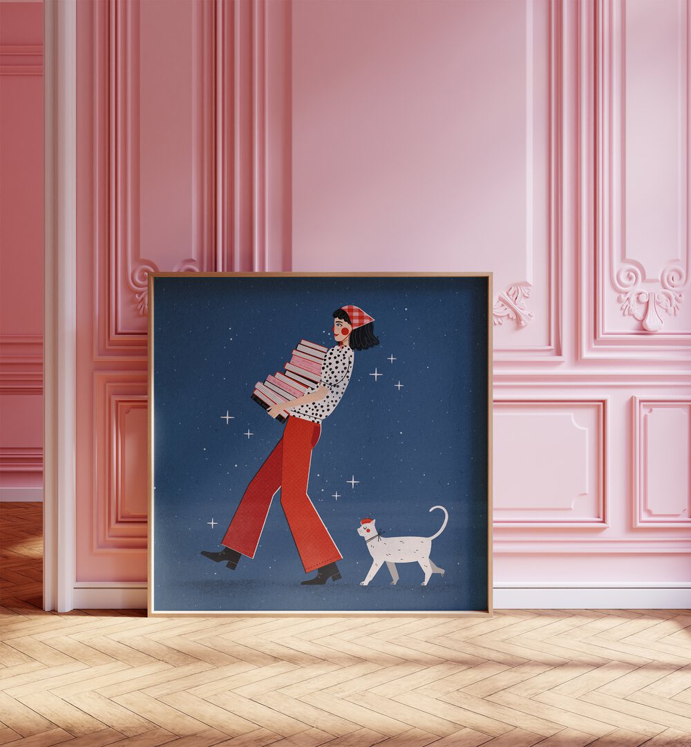 Charming "Book Lover" wall art prints by Julia Leister, perfect for literature enthusiasts and stylish decor.