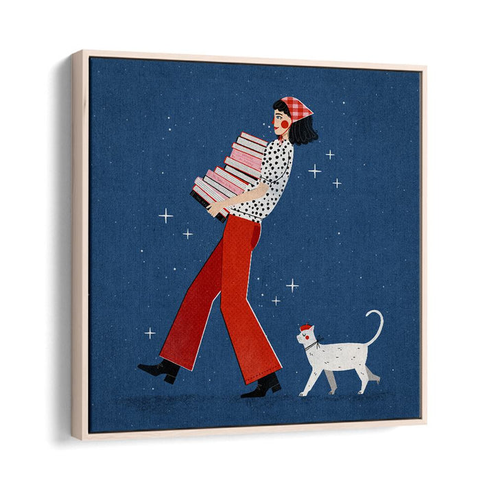 Charming wall art prints featuring a book lover and her cat, perfect for any reading enthusiast's space.