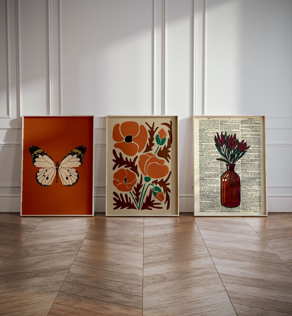 Enhance your decor with our BOTANICAL SET, SET OF 3 PAINTINGS, showcasing vibrant nature-inspired art.