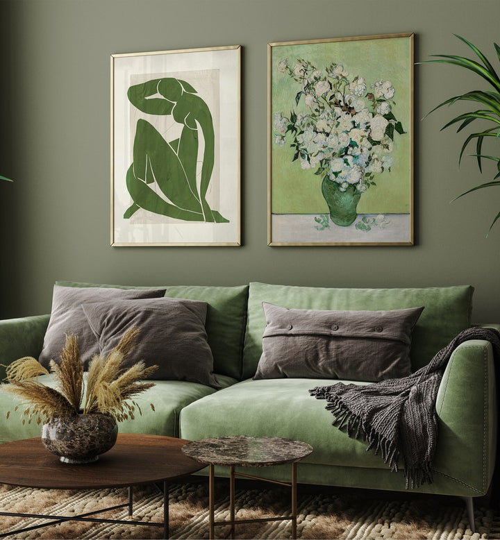 Transform your space with the BOTANICAL GREENS GALLERY WALL art set, showcasing elegance at Asianmonk.
