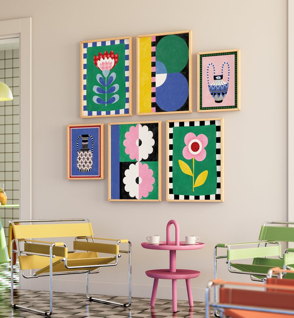 Vibrant BOTANICAL ILLUSTRATIONS GALLERY WALL from Asianmonk, perfect for eclectic gallery walls in any space.