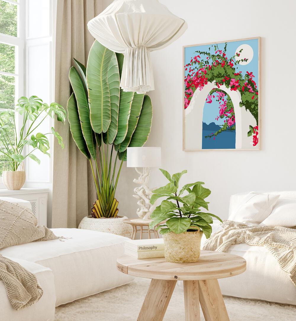 Vibrant BOUGAINVILLEA VILLA, FLORAL FLOWER PAINTINGS by Uma Gokhale enhance your space with botanical elegance.