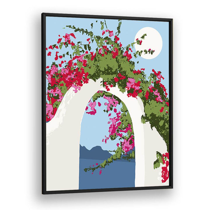 Vibrant BOUGAINVILLEA VILLA, FLORAL FLOWER PAINTINGS by Uma Gokhale, showcasing colorful blooms in a stunning frame.