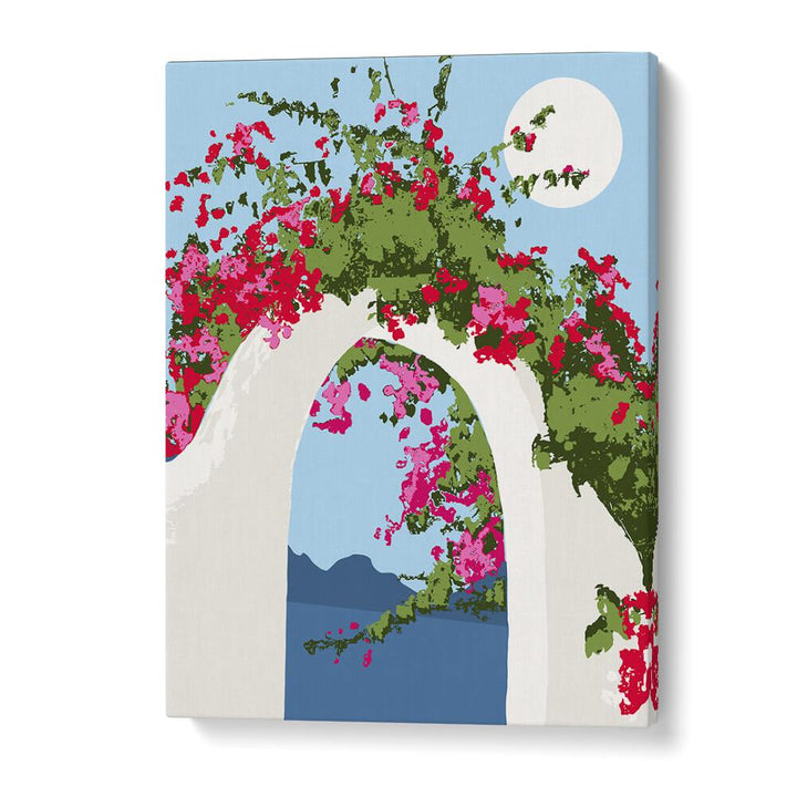 Vibrant Bougainvillea Villa, floral flower paintings by Uma Gokhale, adding charm to any space. Perfect for art lovers!