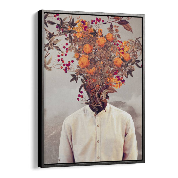 Stunning "BRIGHT BLOOM, SURREAL ART PRINTS" by Frank Moth, featuring vibrant floral imagery in a black floater frame.