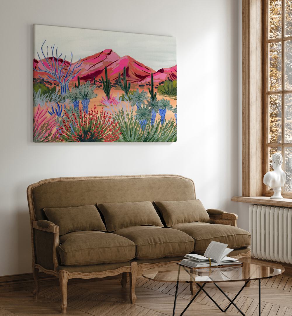 Vibrant BRIGHT DESERT, LANDSCAPE PAINTINGS by Sarah Gesek enhance any space with stunning color and detail.