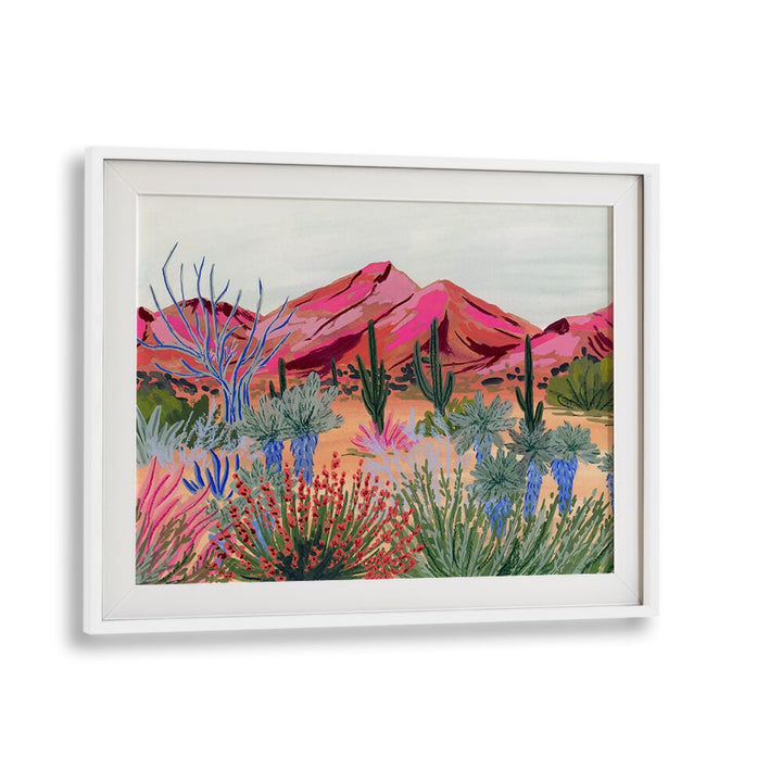 Vibrant "Bright Desert" landscape paintings by Sarah Gesek enhance any space with stunning desert scenery.
