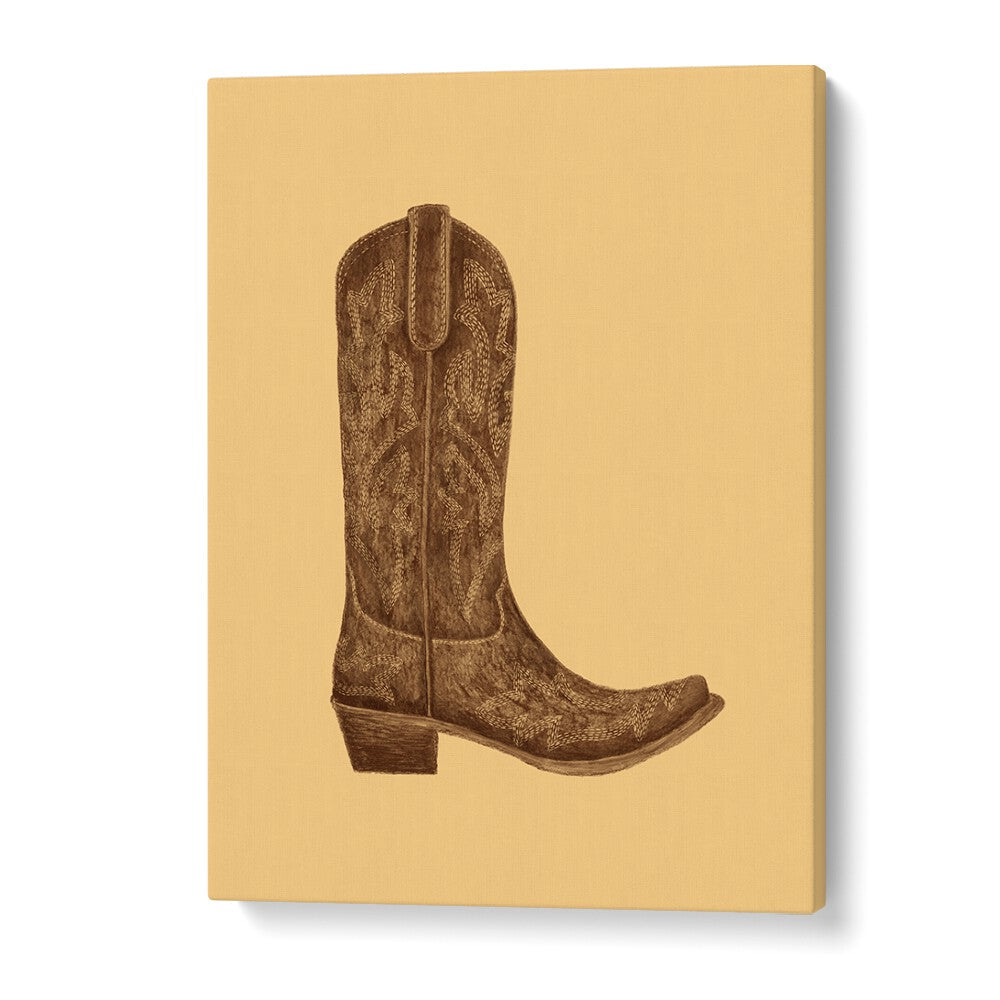 Stylish BROWN COWGIRL BOOT artwork, perfect for FASHION POSTERS, enhancing your space with a touch of rustic charm.