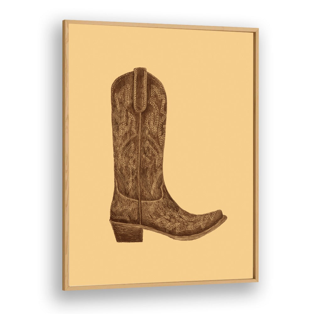Stylish BROWN COWGIRL BOOT , FASHION POSTERS framed art piece, perfect for adding charm to any space.