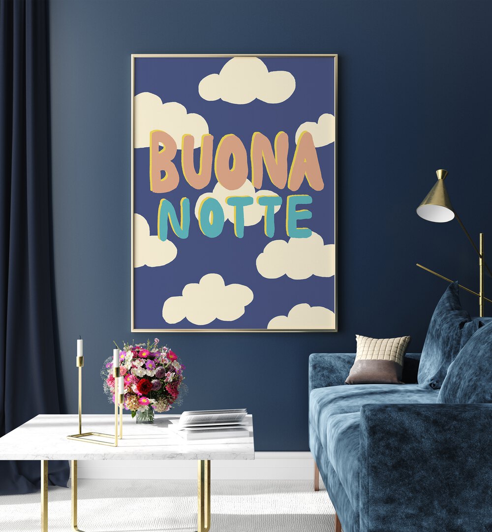 Colorful BUONA NOTTE I, QUOTES typography poster elevates your space with elegance and inspiration from Studio Dolci.