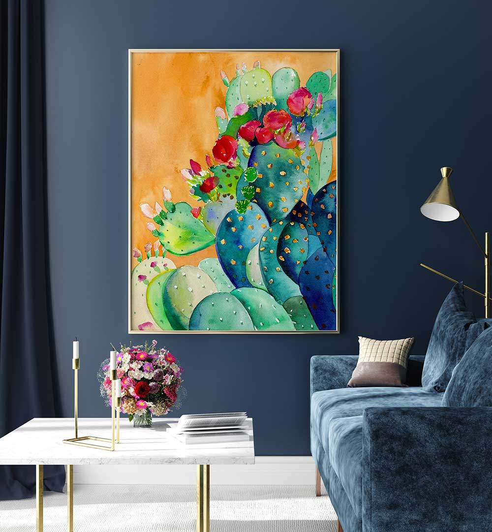 CACTUS GARDEN , FLORAL FLOWER PAINTINGS