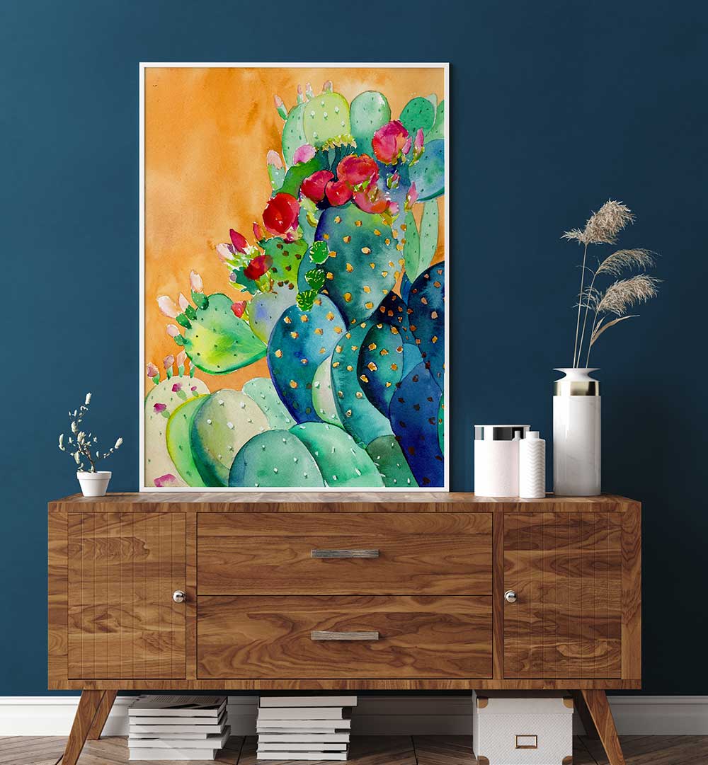 CACTUS GARDEN , FLORAL FLOWER PAINTINGS