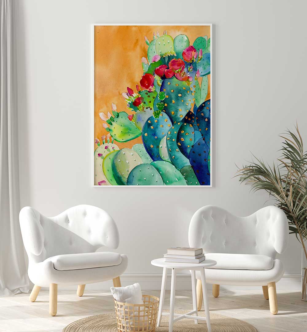 CACTUS GARDEN , FLORAL FLOWER PAINTINGS