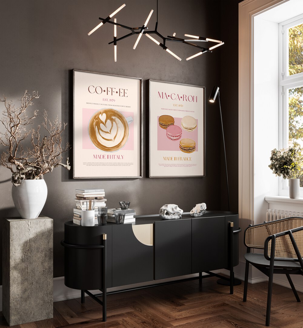 Enhance your home with the CAFÉ INDULGENCE SET, SET OF 2 PAINTINGS, perfect for a cozy café-inspired vibe.