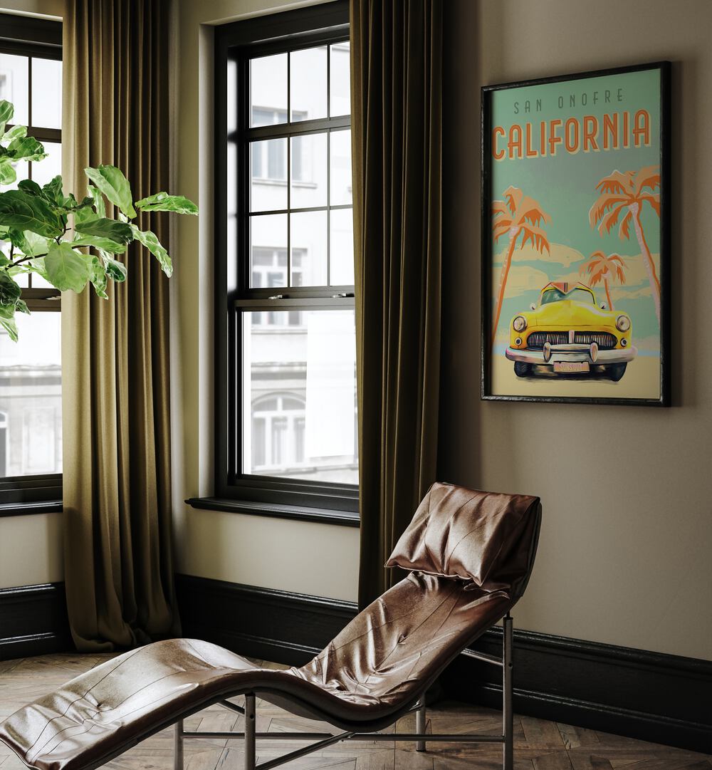 California Surf, Travel Posters showcase a vibrant vintage design perfect for ocean lovers and beach enthusiasts.