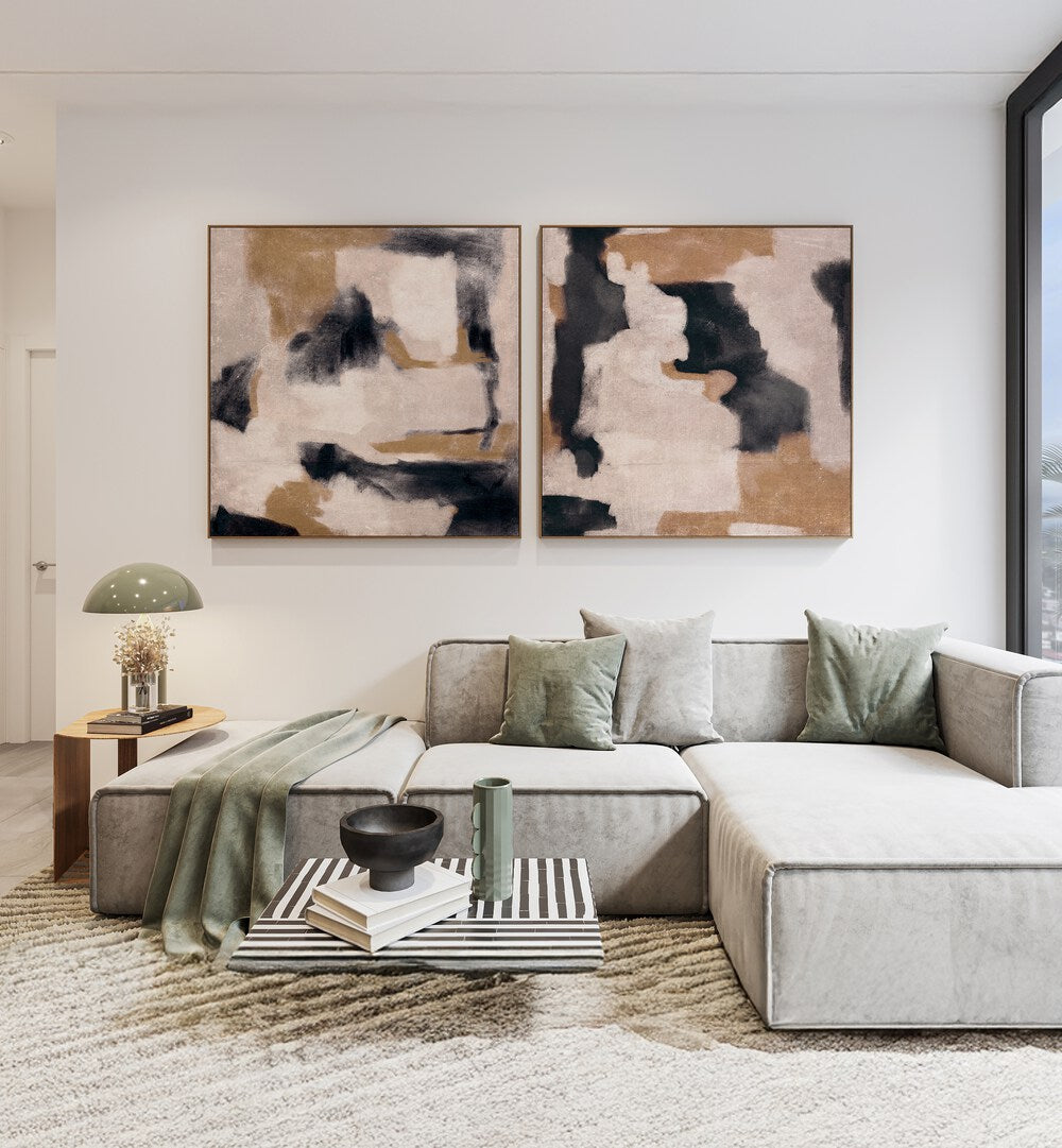 CANYON DRIFT SET , SET OF 2 PAINTINGS showcasing abstract landscapes, perfect for enhancing your living space.