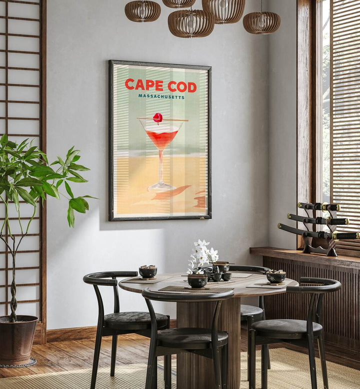 Elevate your space with the CAPE COD, BAR art poster showcasing a vibrant cocktail and coastal charm.