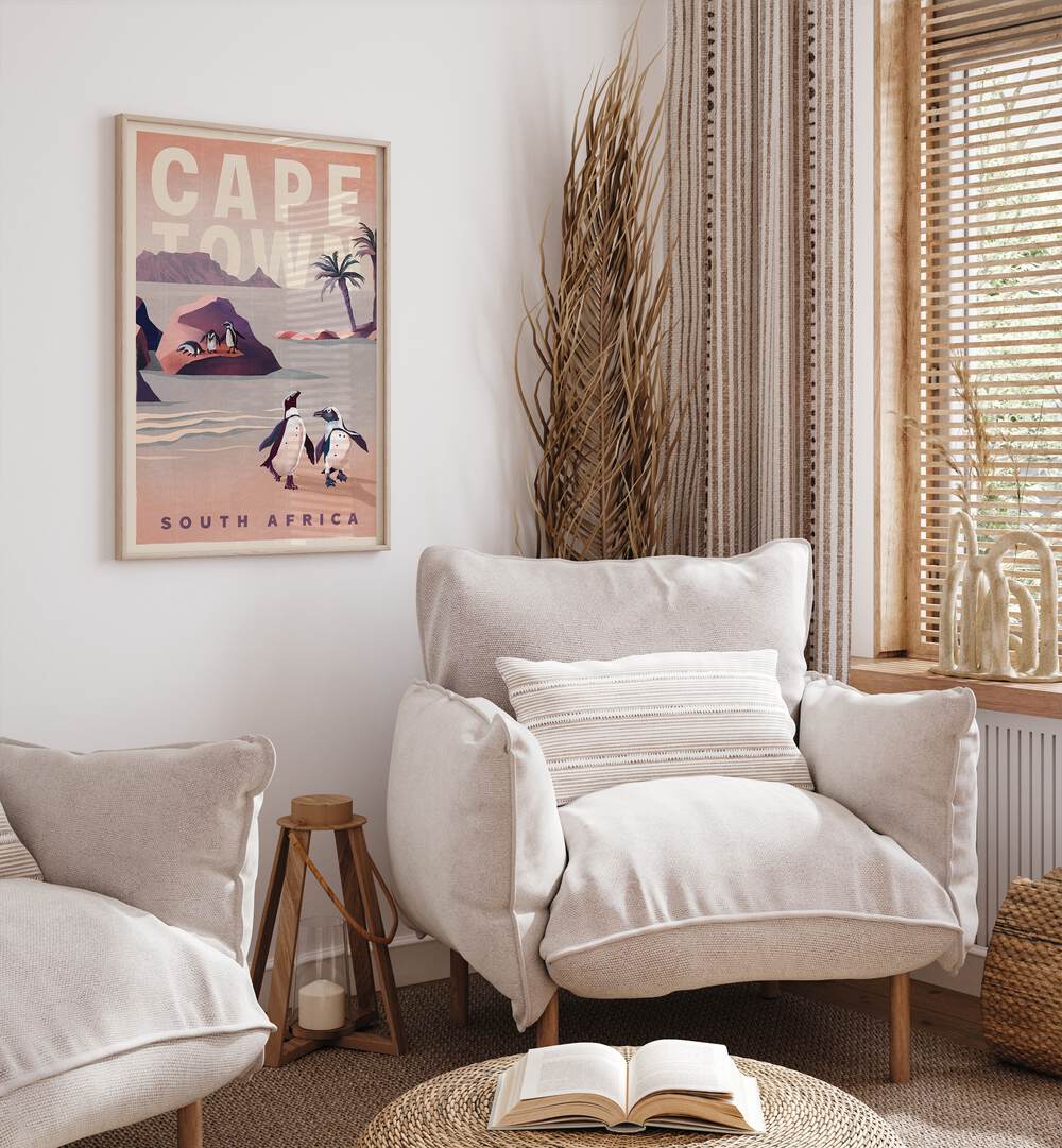 Vintage travel poster showcasing CAPE TOWN SOUTH AFRICA, perfect for art lovers and décor enthusiasts.