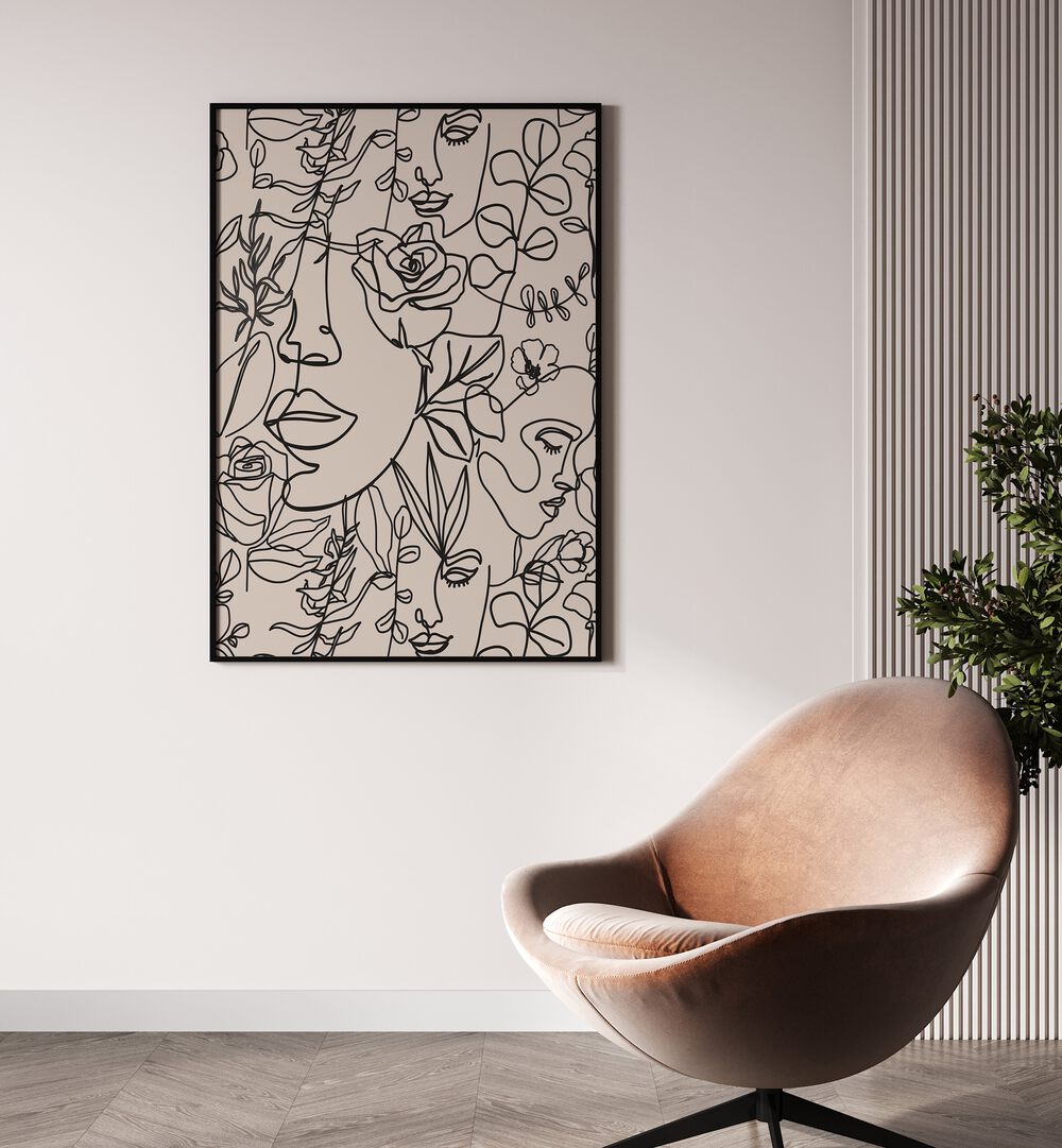 Captivating Black & White Feminine boho wall art painting Artwork Hanged on a Wall