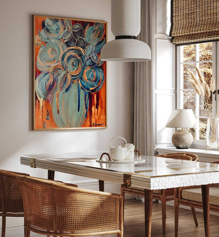 Bright and vibrant CARIBBEAN BLOOMS, FLORAL FLOWER PAINTINGS adding elegance to modern home decor. Perfect for any space.