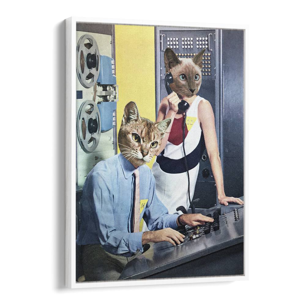 Whimsical CAT ESPIONAGE, SURREAL ART PRINTS by Vertigo Artography, blending creativity and feline charm.