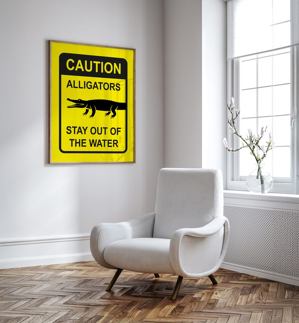 Bright yellow CAUTION poster with quotes about safety, perfect for alertness in daily activities.