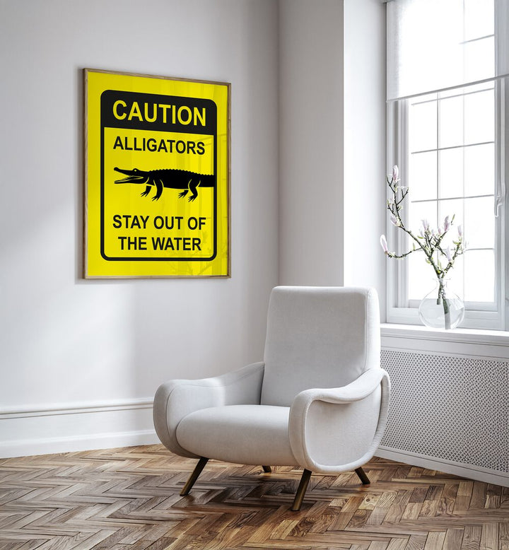 Bright yellow CAUTION poster with quotes about safety, perfect for alertness in daily activities.