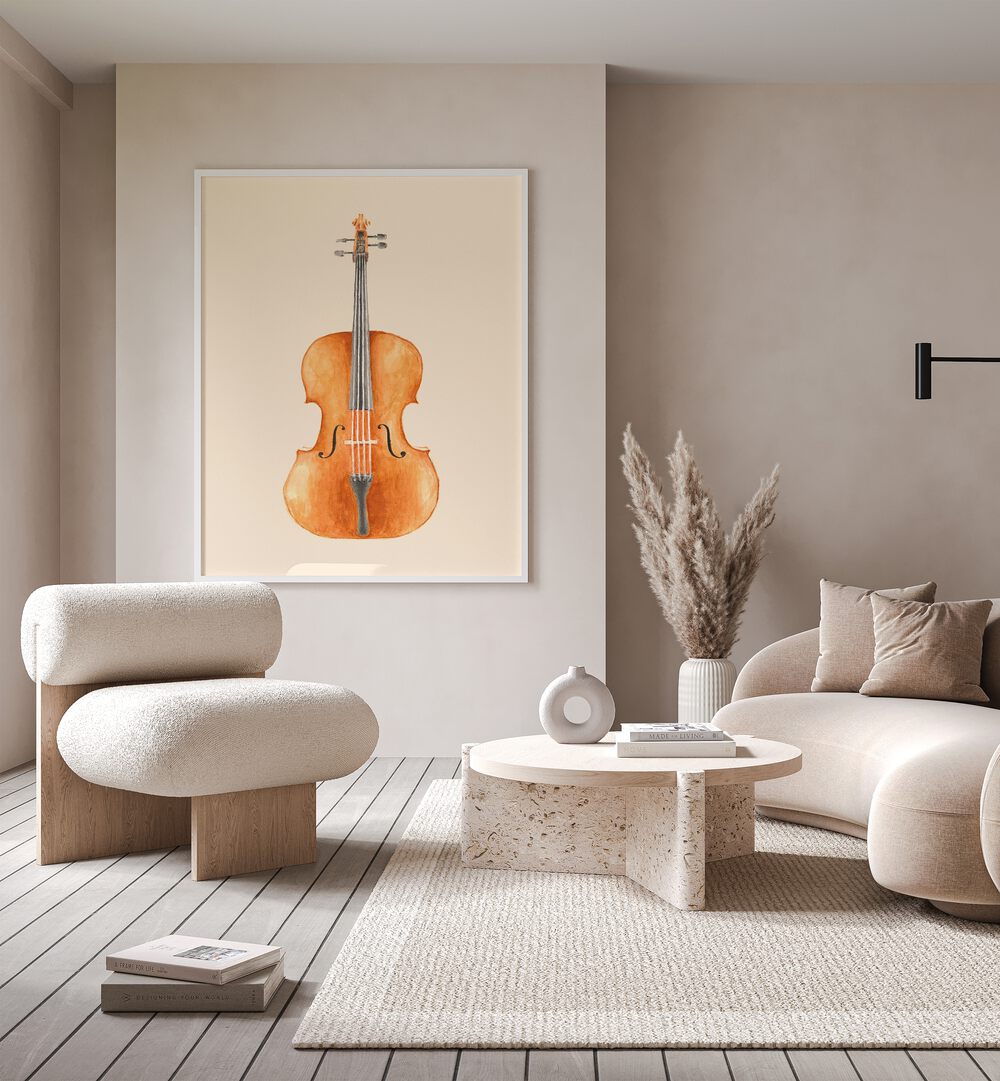 Stylish CELLO, MUSIC POSTERS by Florent Bodart, showcasing the beauty of music and art in elegant decor.