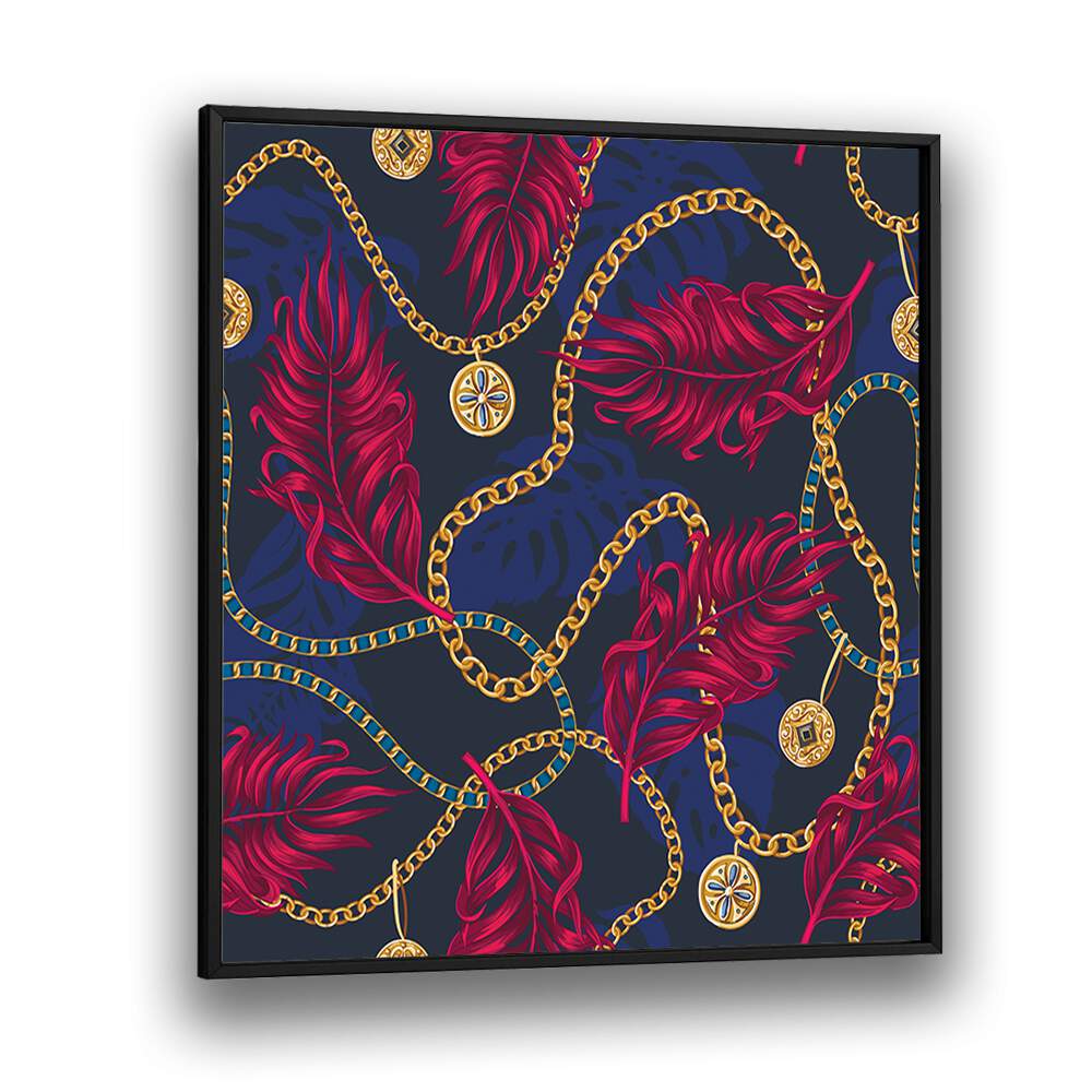 Vibrant CHAINS AND TROPICAL LEAVES, FLORAL FLOWER PAINTINGS to enhance your space with exotic botanical elegance.