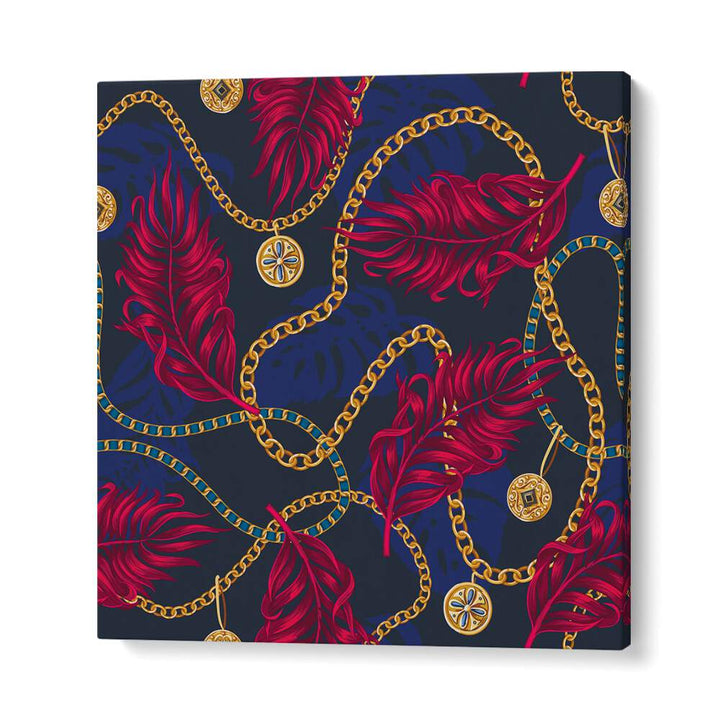 Vibrant CHAINS AND TROPICAL LEAVES, FLORAL FLOWER PAINTINGS perfect for adding a tropical touch to your space.
