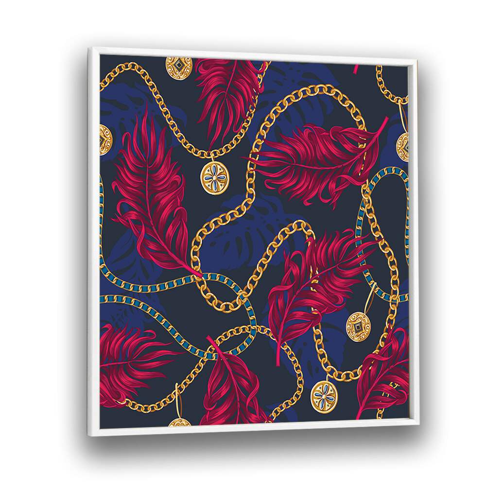 Vibrant CHAINS AND TROPICAL LEAVES, FLORAL FLOWER PAINTINGS perfect for adding elegance to any space.