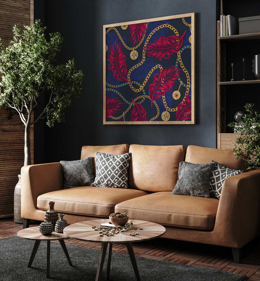 Transform your space with CHAINS AND TROPICAL LEAVES, FLORAL FLOWER PAINTINGS, showcasing vibrant botanical elegance.