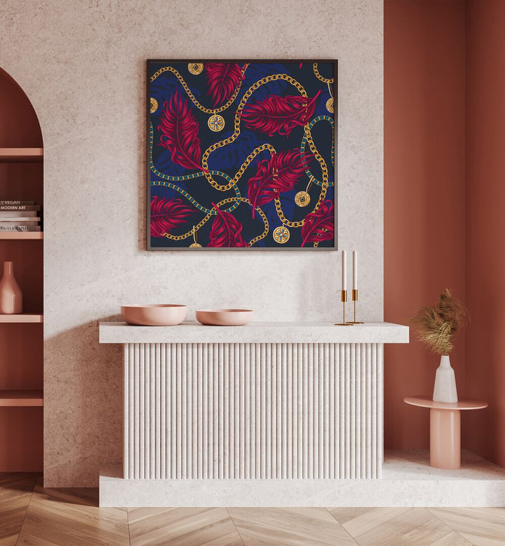 Transform your space with CHAINS AND TROPICAL LEAVES, FLORAL FLOWER PAINTINGS, showcasing vibrant botanical elegance.