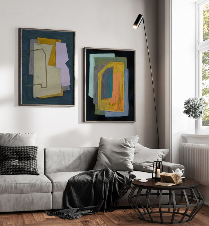 Stylish CHALK AND SHAPES SET, SET OF 2 PAINTINGS adds sophistication to any home or office decor.