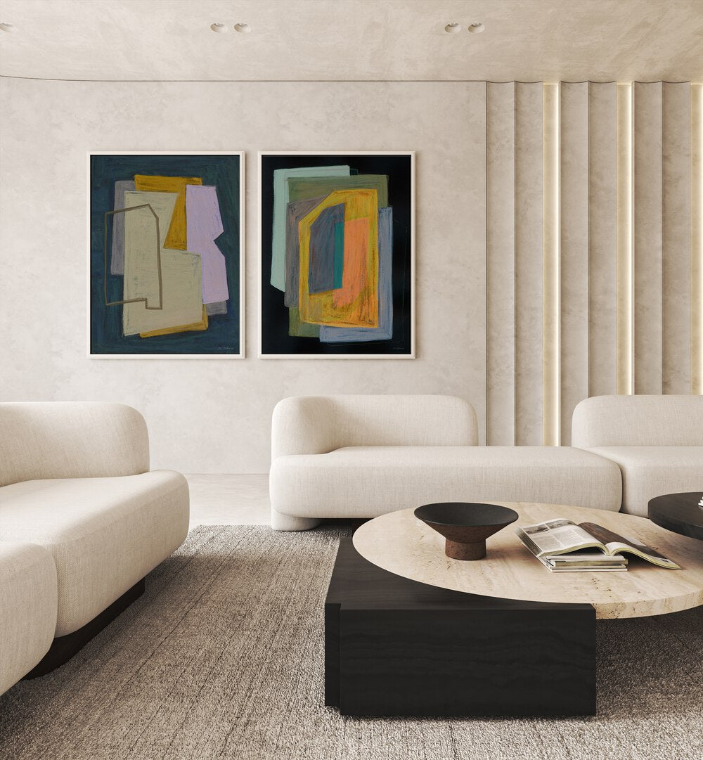 Enhance your decor with the CHALK AND SHAPES SET, SET OF 2 PAINTINGS, perfect for any modern space.