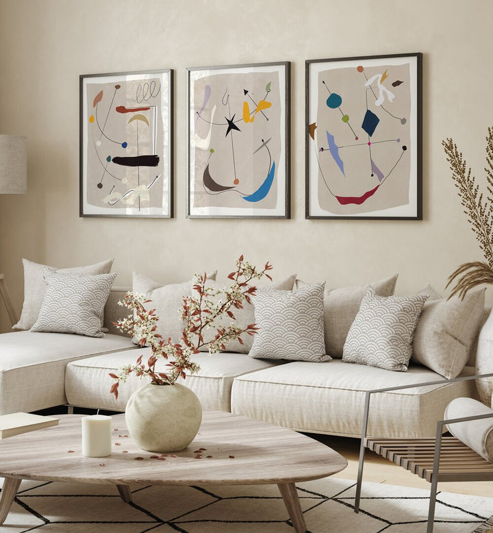 Elevate your decor with the CHARMS COMPOSITION SET, SET OF 3 PAINTINGS, adding elegance to any living space.